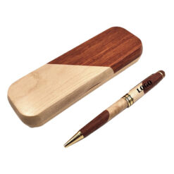 Wooden Parquet Ballpoint Pen with Wooden Box Set