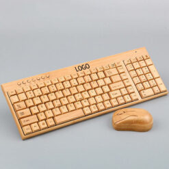 Wireless Bamboo Keyboard and Mouse Set