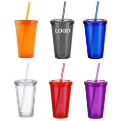 Double Plastic Straw Tumblers