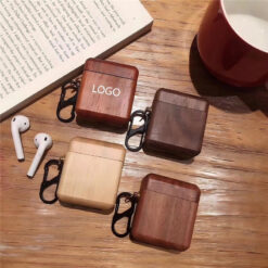 Solid Wood Earphone Cover with Metal Hook
