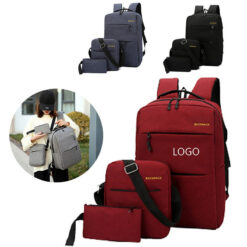 Casual USB Backpack 3-Piece Set