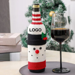 Custom Xmas Dress Up Knitted Wine Bottle Bag