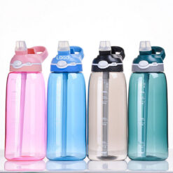 Portable Plastic Gym Water Bottle Straw Cup