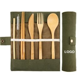 Bamboo Knife Fork Spoon Straw Chopsticks Set