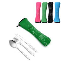 3 Pieces Stainless Steel Outdoor Camping Cutlery Set