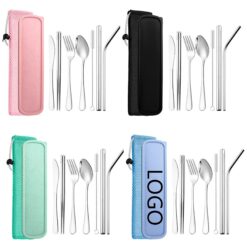 7 1 Stainless Steel Knife Fork Spoon Chopsticks Straw Set