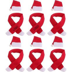 Christmas Wine Bottle Cover Mini Santa Hat Scarf Set