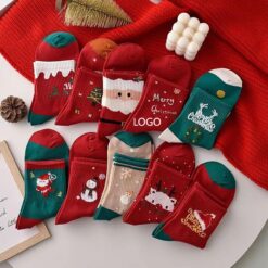 Cartoon Elk Snowman Middle Socks